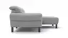 Ecksofa David - 1,5-Sitzer mit Longchair rechts inkl. Kopfstütze/Armlehne verstellbar, Stoff, Hellgrau