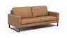 Sofa Enna - 3,5-Sitzer, Armlehne A, Leder, Cognac, Kufe, Schwarz