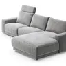 Ecksofa Balok - 2,5-Sitzer mit Longchair groß rechts, inkl. Relaxfunktion (motorisch) und Kopfstütze, Stoff, Eisengrau