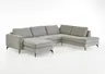 Wohnlandschaft - Longchair links mit 1,5-Sitzer und Ecke rechts, Stoff, Silbergrau
