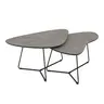 Couchtisch - 2er Set, Betonoptik dunkel, Schweizer Kante, Schwarz