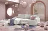 Ecksofa - Longchair links mit 2-Sitzer, Stoff, Sibergrau