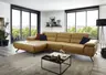Ecksofa - 3-Sitzer mit Longchair links, Kopfteil verstellbar (manuell), Leder, Kurkuma