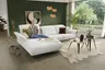 Ecksofa - Longchair links mit Sofa 2-Sitzer, Sitztiefe verstellbar, Stoff, Snow