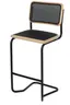 Barhocker - Stoff, Schwarz, Buche natur
