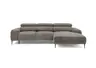 Ecksofa - 2-Sitzer mit Longchair rechts, Sitzvorzug motorisch, Kopfteil verstellbar, Stoff, Sand
