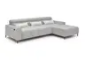 Ecksofa - 2-Sitzer mit Longchair rechts, Sitztiefe verstellbar motorisch/Kopfteil verstellbar, Stoff, Silbergrau