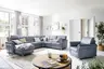 Wohnlandschaft - Longchair links mit 2,5-Sitzer und Ecke rechts, Leder, Granit