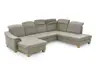 Wohnlandschaft - Longchair links mit 2,5-Sitzer und Ecke rechts, Kopfteil verstellbar, Stoff, Platin
