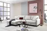 Ecksofa - Longchair links mit 3-Sitzer, Schlaffunktion, Stoff, Creme