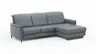 Ecksofa Bolivien - 2,5-Sitzer mit Longchair rechts, Kopfteil verstellbar, Leder Steel