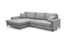 Ecksofa - Longchair links mit 3-Sitzer, Schlaffunktion, Stoff, Eisengrau