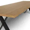 Esstisch 3100 - LB ca. 350x100 cm, Asteiche massiv, Waldkante, Kreuzfuß, Schwarz