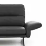 Ecksofa  Alexander -  Longchair links mit 3-Sitzer inkl. Kopfstütze/Armlehne verstellbar, Leder, Grau