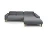 Ecksofa CHENOA - 2-Sitzer mit Longchair rechts, Kopfteil verstellbar, Stoff, Anthrazit