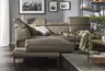 Ecksofa Hudson - Ecke links mit 2,5-Sitzer inkl. Kopfteil/Armlehne verstellbar und Sitzvorzug/Relaxfunktion (motorisch), Leder, Braungrün