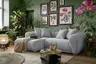 Ecksofa - Longchair links mit 2-Sitzer, Stoff, Silbergrau