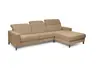 Ecksofa - CALM FLEX 2.0, 3-Sitzer mit Longchari rechts, Kopfteil verstellbar, Stoff, Apricot