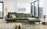 Ecksofa - 3-Sitzer mit Longchair rechts, Kopfteil/Sitztiefe verstellbar, Leder, Grün