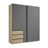 Schwebetürenschrank- B ca. 200 cm, Eiche Dekor, Graphit