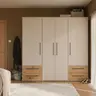  Drehtürenschrank FATHIE- B ca. 206 cm, Sand, Eiche Dekor