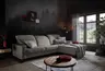 Ecksofa - CALM FLEX 2.0, 3-Sitzer mit Longchari rechts, Kopfteil verstellbar, Stoff, Grau
