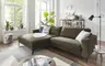 Ecksofa Oviedo - Longchair links mit 1,5-Sitzer, Stoff, Braungrün