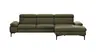 Ecksofa Felipa - 2,5-Sitzer mit Longchair rechts inkl. Kopfteil verstellbar, Leder, Olive