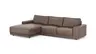 Ecksofa Balok - Longchair groß links mit 2,5-Sitzer, Leder, Dunkelbraun