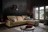 Ecksofa - CALM FLEX 2.0, 3-Sitzer mit Longchari rechts, Kopfteil verstellbar, Stoff, Apricot