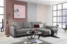 Ecksofa - 3-Sitzer mit Longchair rechts, Stoff, Grau
