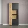 Vitrine - B ca. 80 cm, Anthrazit, Eiche Coast Evoke Nachbildung