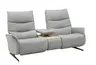 Sofa EM Lun - 2,5-Sitzer, Tisch mit Kissen, Relaxfunktion, Kopfteilverstellung, Leder, grau