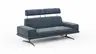Sofa Hubertus - 2-Sitzer, Kopfstütze verstellbar, Stoff, Blau