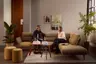 Ecksofa Stina - 3-Sitzer mit Ecke rechts, Armlehne verstellbar, Stoff, Curry