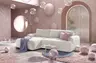 Ecksofa - Longchair links mit 2-Sitzer, Stoff,Offweiss