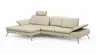 Ecksofa Collina - Longchair links, 2,5-Sitzer, inklusive Kopfstütze, Leder, Ecru