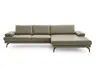 Ecksofa - 3-Sitzer mit Longchair rechts, Leder, Dunkelgrün