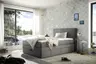 Boxspringbett JANETT- Liegefläche ca. 140x200 cm, Stoff, Grau