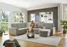 Wohnlandschaft  - Ecke links mit 2,5-Sitzer und Longchair rechts, Stoff Alufarben