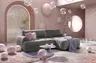 Ecksofa - 2-Sitzer mit Longchair rechts, Stoff, Steingrau