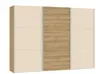 Schwebetürenschrank JOIN IT- B ca. 303 cm, Eiche Dekor, Glas, Creme