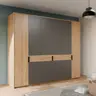 Drehtürenschrank FALLEA- B ca. 265 cm, Wildeiche Natur, Dunkelgrau