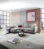Ecksofa - Longchair links mit 3-Sitzer, Stoff, Eisengrau