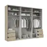 Drehtürenschrank- B ca. 300 cm, Eiche Dekor, Weiß, Spiegel