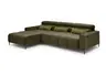 Ecksofa - Longchair links mit 2-Sizer, Sitztiefe verstellbar motorisch/Kopfteil verstellbar, Stoff, Dunkelgrün