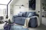 Schlafsofa EMIEL - 2-Sitzer inkl. Schlaffunktion und Bettkasten, Stoff, Blau