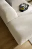 Ecksofa Caruso - Ecke links, 2-Sitzer, Longchair rechts, inklusive Kissen, Stoff, Ecru