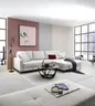 Ecksofa - 3-Sitzer mit Longchair rechts, Schlaffunktion, Stoff, Creme