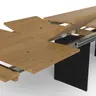 Esstisch 3110 - LB ca. 220x100 cm, ausziehbar,  Asteiche massiv, Geölt, Wange Rohstahl, Schwarz